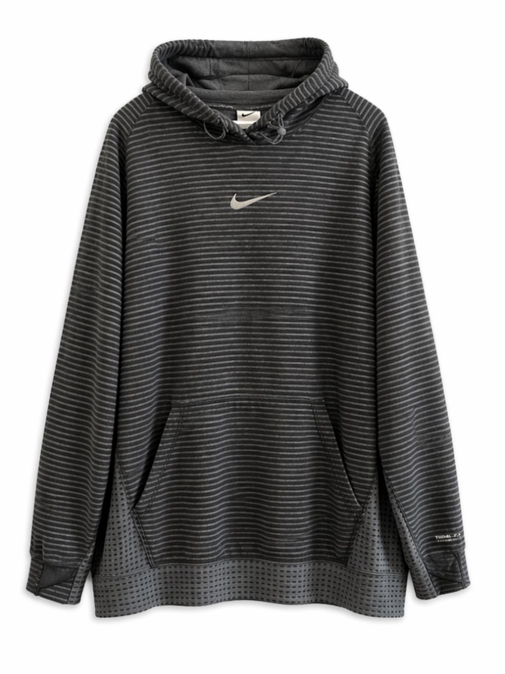 Nike Pro Black & Dark Gray Striped Pullover Hoodie – Size XL EUC